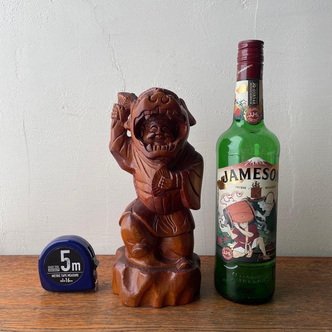 木彫り　獅子被り大黒天　獅子舞　大黒様　七福神　木製　縁起物