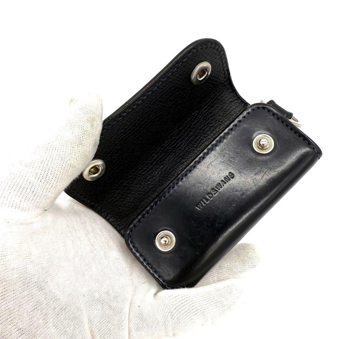 ★美品★ワイルドスワンズ キーケース クリッパー2 シェルコードバン ネイビー