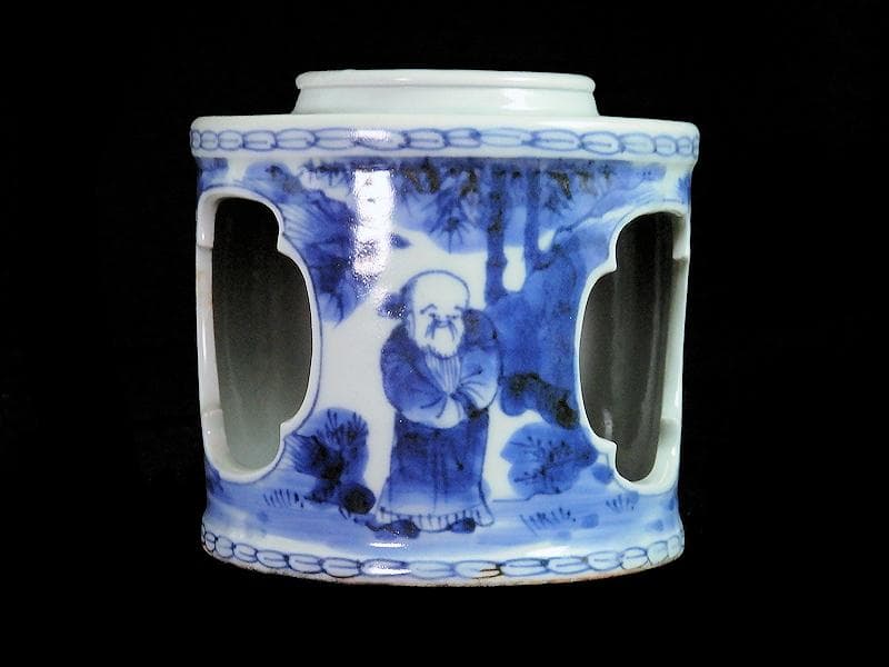 古伊万里　染付　七賢人の図　大振盃台　D351AS-fbhc