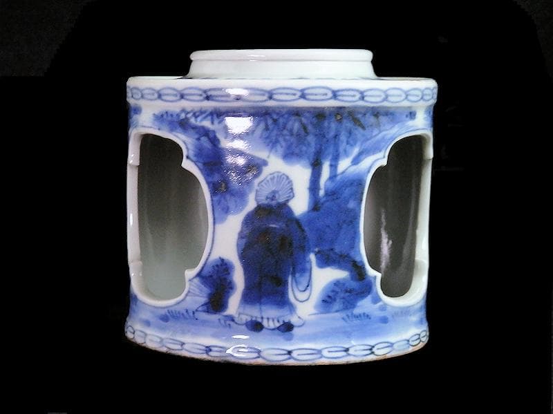 古伊万里　染付　七賢人の図　大振盃台　D351AS-fbhc