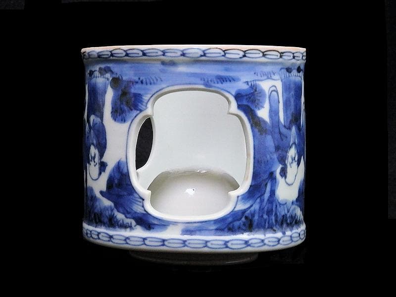 古伊万里　染付　七賢人の図　大振盃台　D351AS-fbhc