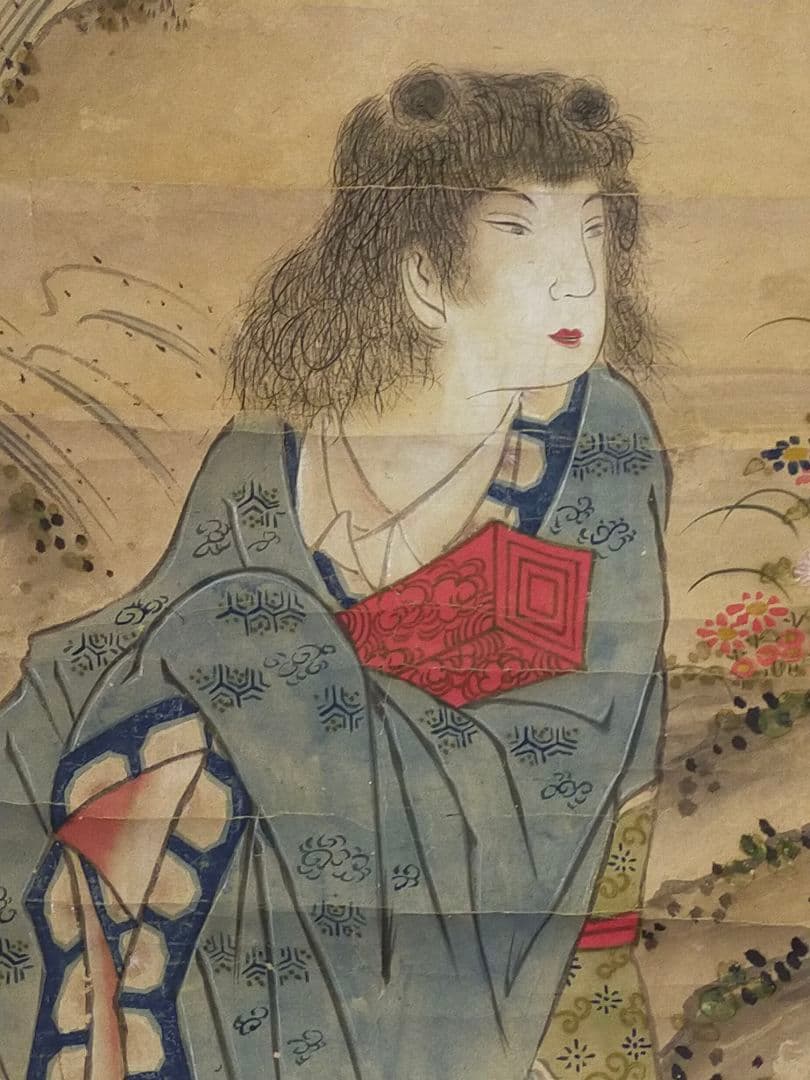 ♥掛軸　中国　人物　【露孝】　桐箱付き　掛け軸　骨董品