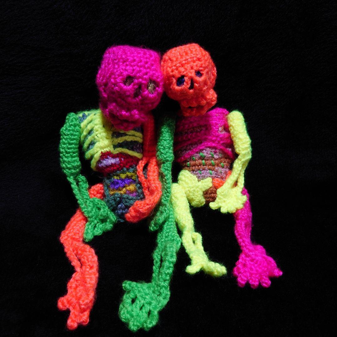 ●110.ピンクヘッド　骸骨さんのあみぐるみ