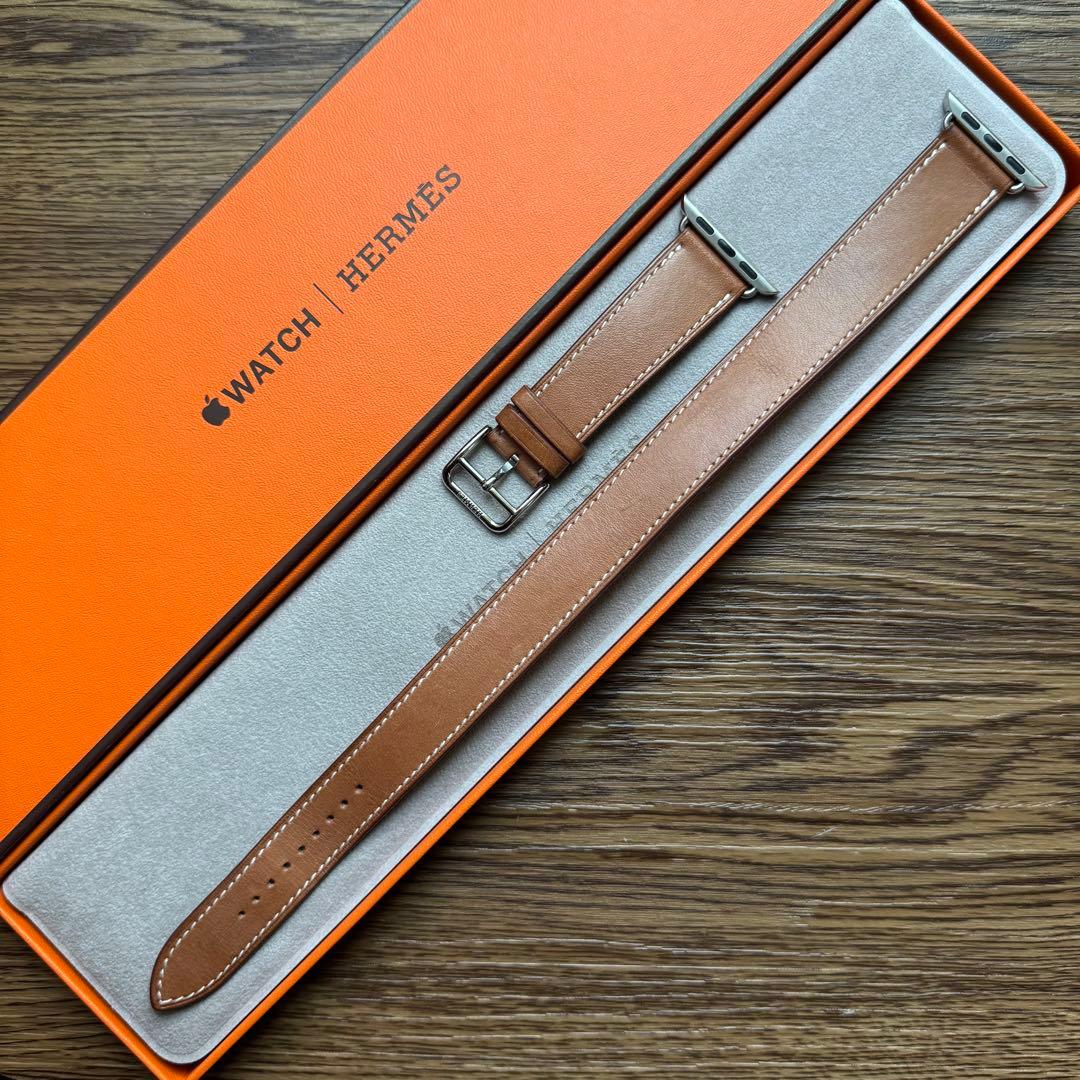 2398 Apple Watch エルメス　ブラウン　二重　ドゥブルトゥール