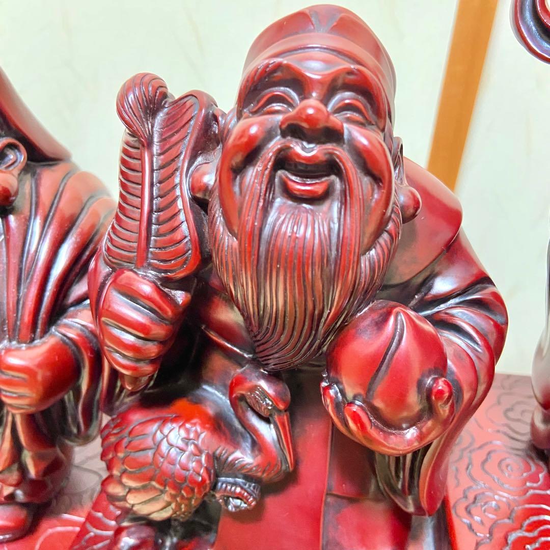 七福神　巨大　置物　縁起物　美術品　階段台座付き　笑福　骨董品　大黒天　恵比寿天