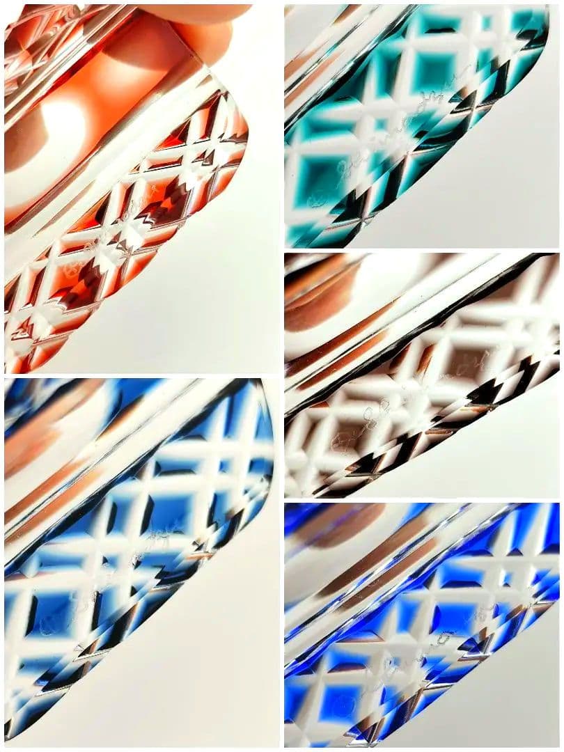 ★美品★島津薩摩ガラス工芸 薩摩切子 箸置（切子、江戸切子、薩摩切子）