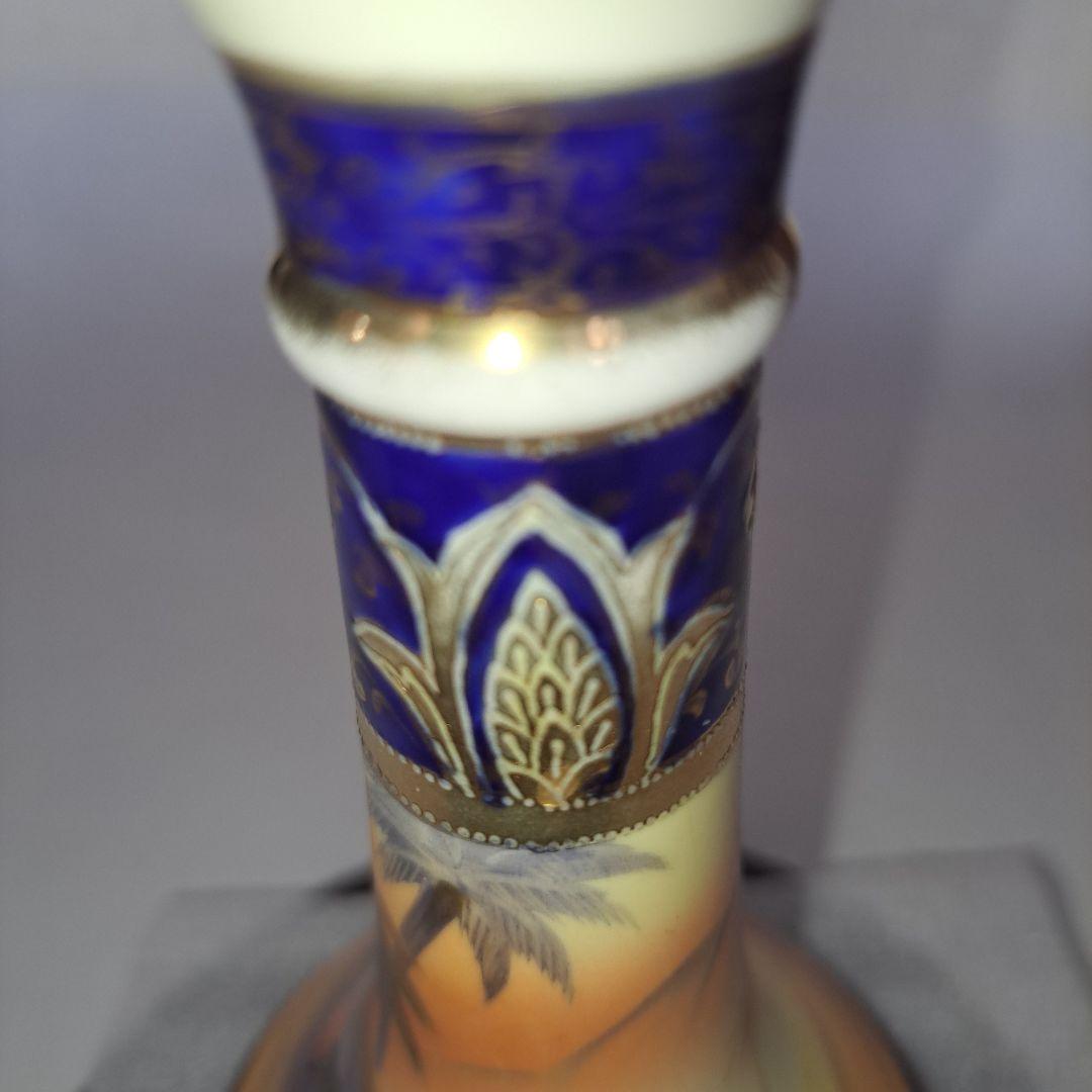 オールドノリタケ　キャンドル立て　１９３３年 　本金金彩色絵　砂漠ラクダ文