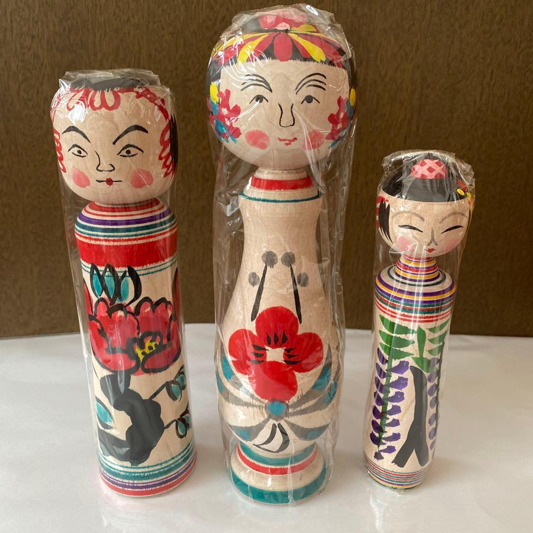 津軽系こけし長谷川健三工人福原栄次郎形こけし3本セット☆お値下げしました☆