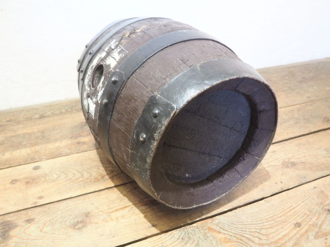 1222　ヴィンテージ　古い木樽のオブジェ　椅子　スツール　レトロ　アンティーク