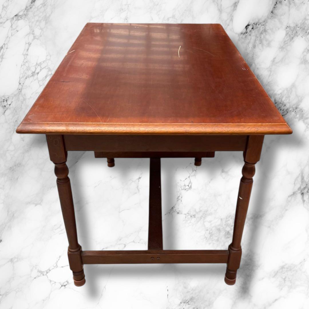 アンティーク調 デスク 幅約120cm 木製 引き出し付き 作業台 机 テーブル