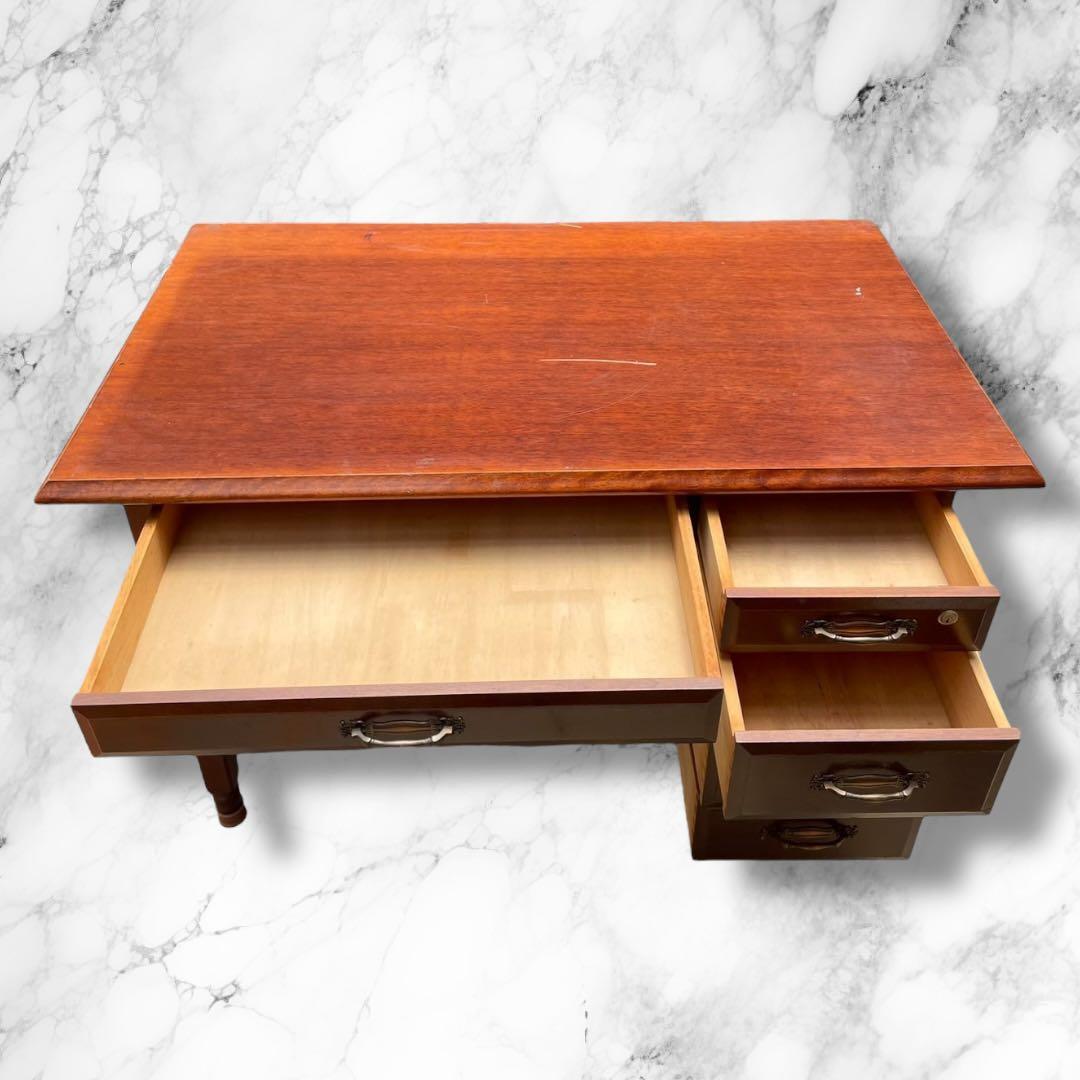 アンティーク調 デスク 幅約120cm 木製 引き出し付き 作業台 机 テーブル