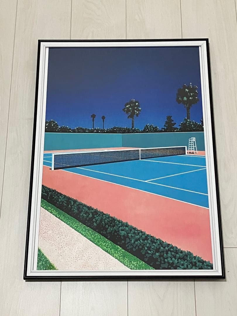 【額縁付き】 永井博（Hiroshi Nagai） A2ポスター　テニスコート
