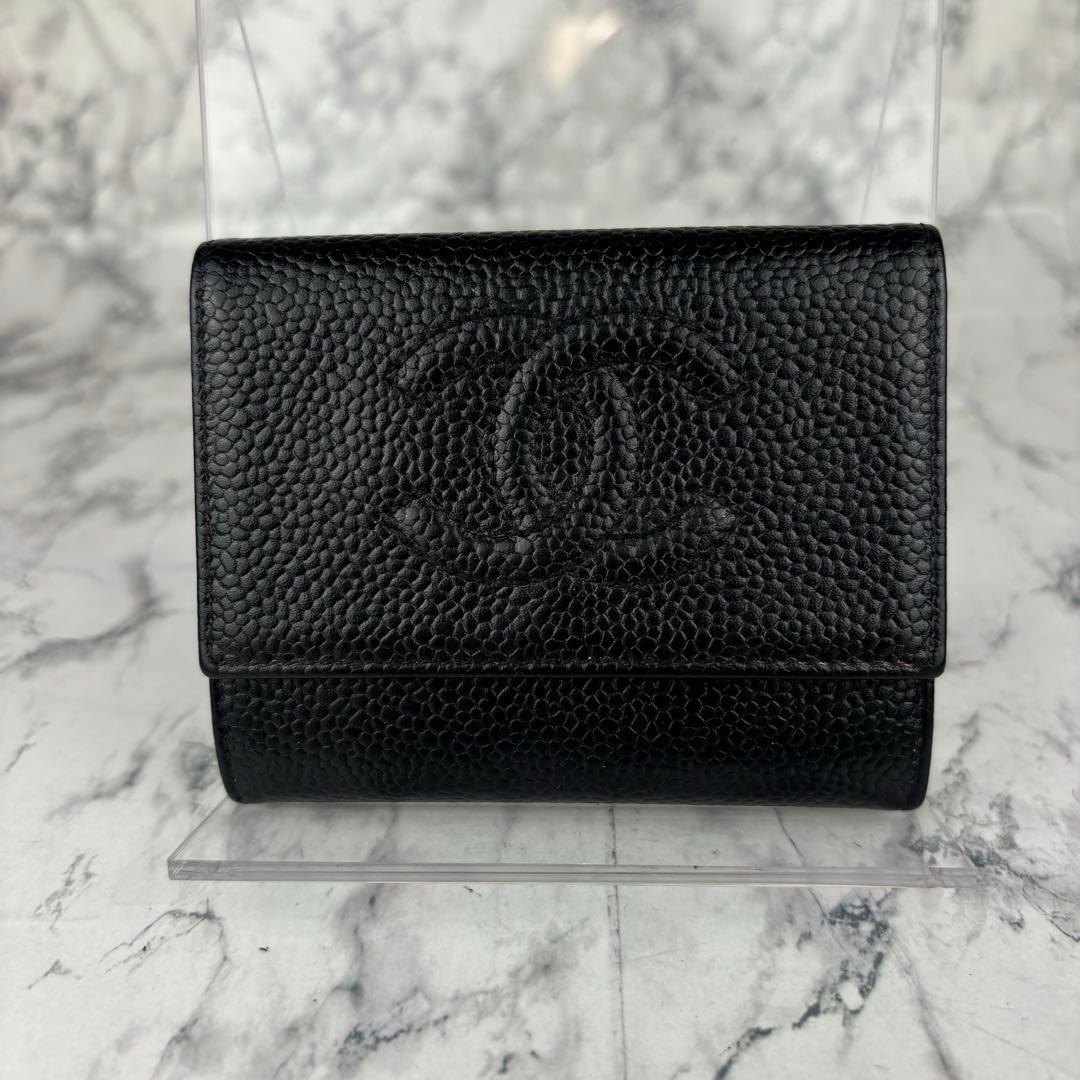 88 CHANEL キャビアスキン　ココステッチ　ケース