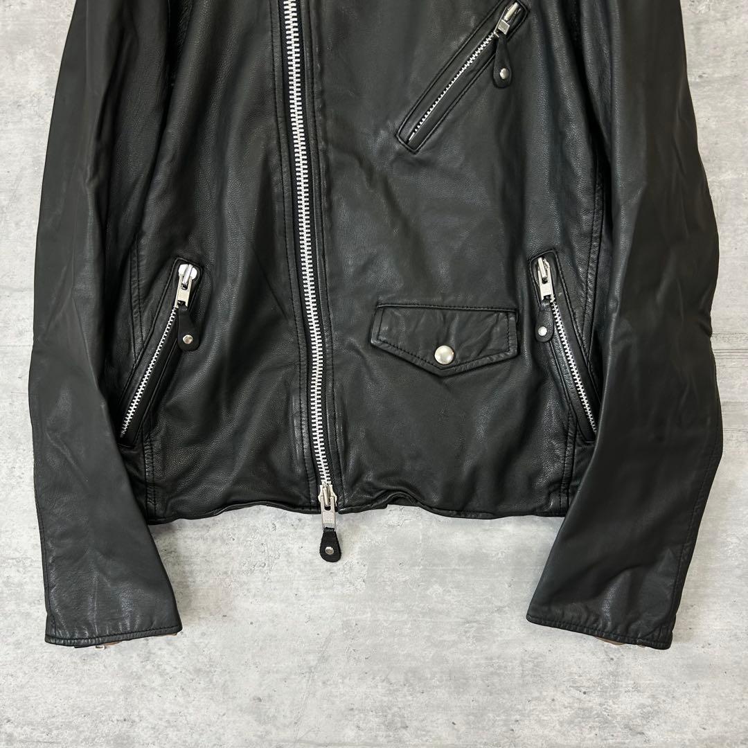 AWESOME LEATHER ゴートレザー　ライダースジャケット ブラック