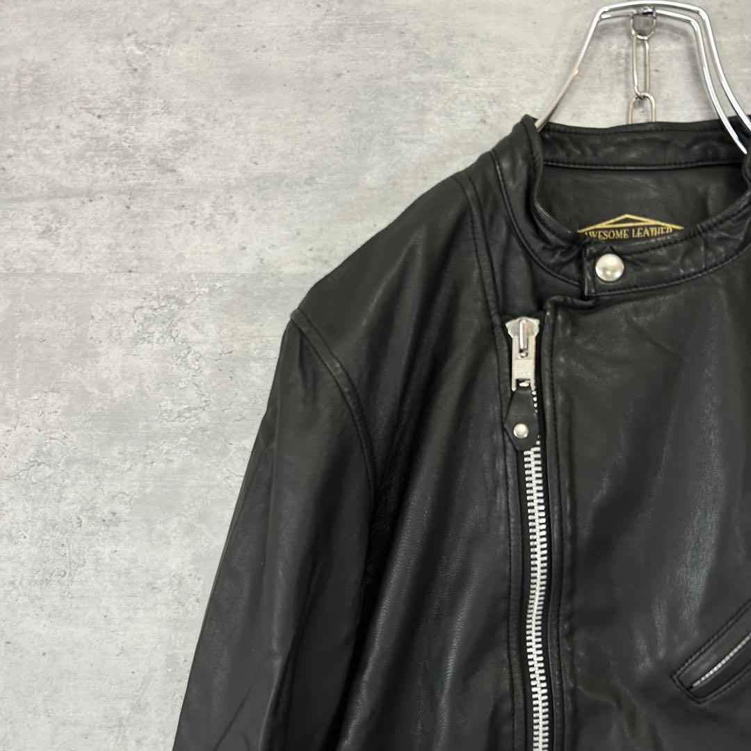 AWESOME LEATHER ゴートレザー　ライダースジャケット ブラック