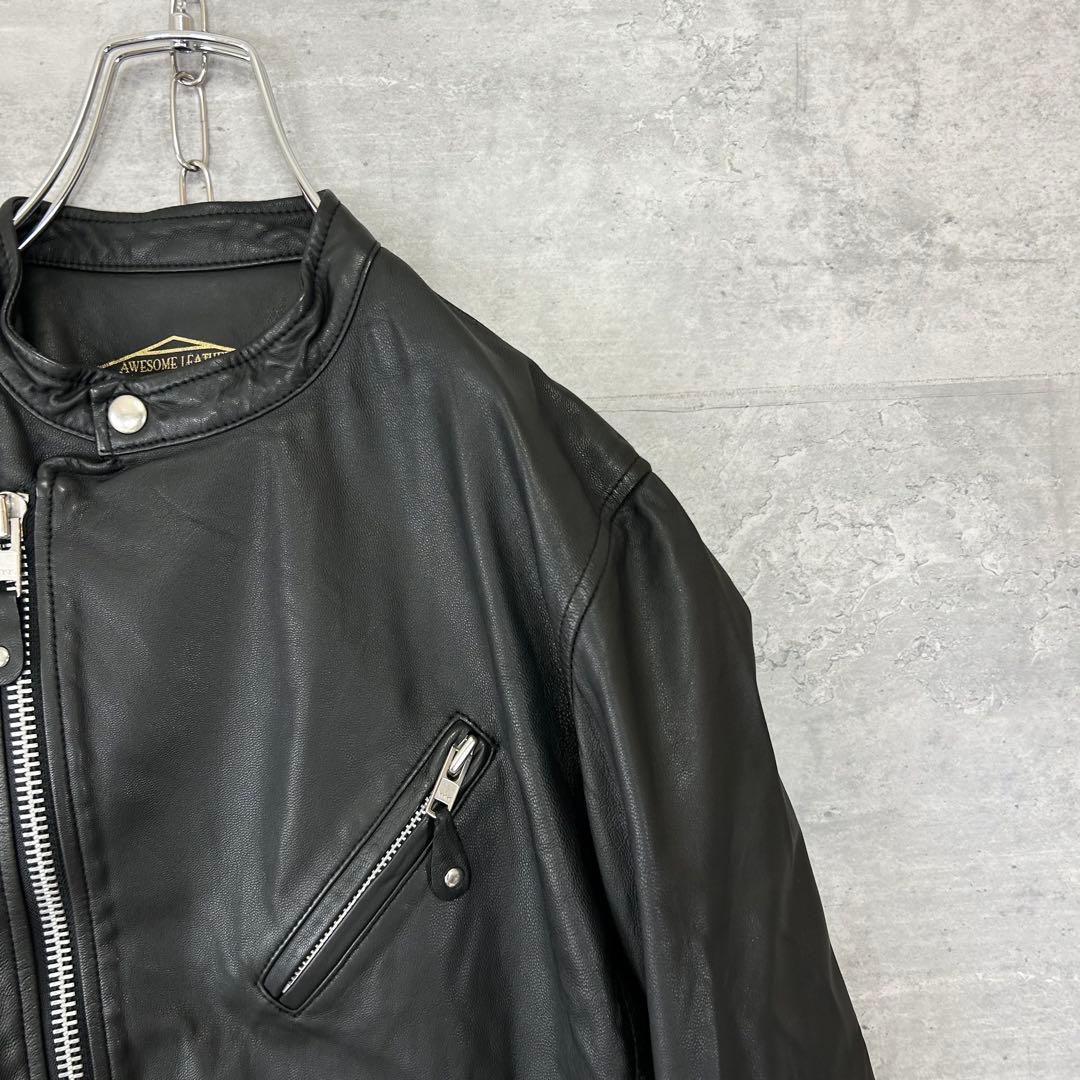 AWESOME LEATHER ゴートレザー　ライダースジャケット ブラック