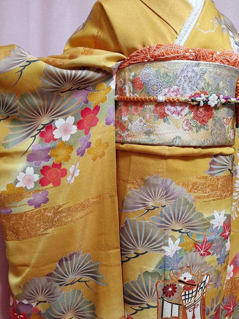 後藤久美子ブランド振袖　袋帯　帯揚げ　帯締め　セット　山吹色/ゴールド系