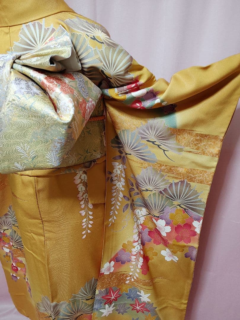 後藤久美子ブランド振袖　袋帯　帯揚げ　帯締め　セット　山吹色/ゴールド系