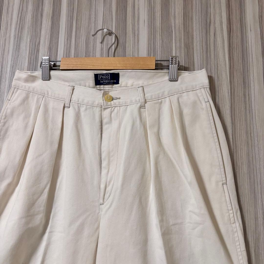 【初期タグUSA製】 ラルフローレン ポロチノ ホワイト チノパン 90s