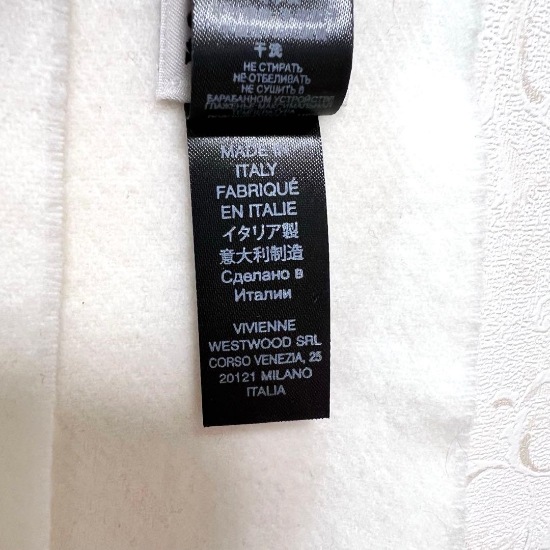 Vivienne Westwood オーブロゴ刺繍 フリンジマフラー 羊毛 白