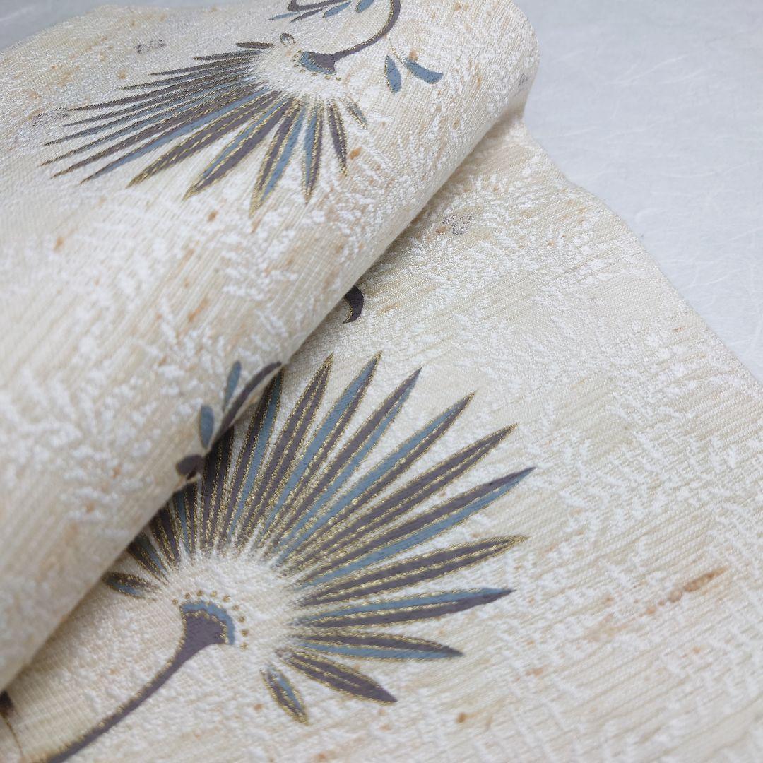 正絹 名古屋帯 開き仕立て ぜんまい 西洋唐草図案 極上 逸品 未使用品