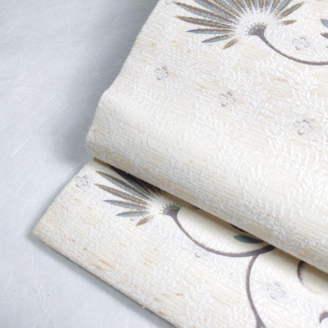 正絹 名古屋帯 開き仕立て ぜんまい 西洋唐草図案 極上 逸品 未使用品