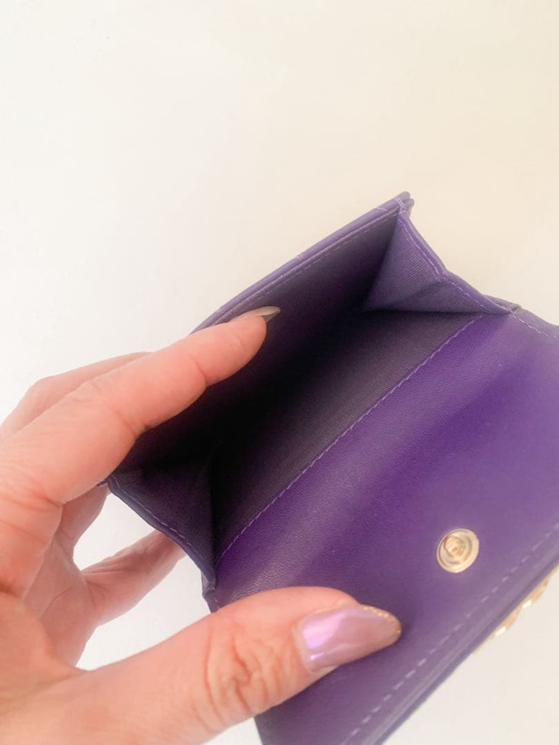 シャネル♡CHANEL 紫 キルティング 三つ折り財布