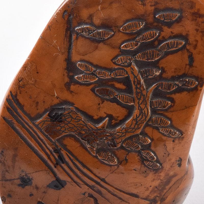 中国　篆刻　玉石彫刻　漢詩山水刻　印材　V　R8564