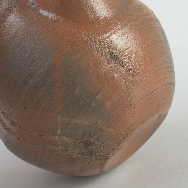 茶道具　備前焼　古備前　火襷　水滴　茶入　袱紗付　共箱二重箱　V　9374