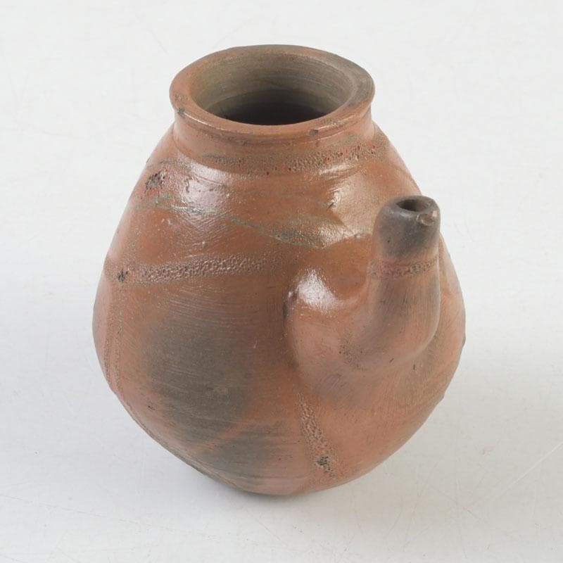 茶道具　備前焼　古備前　火襷　水滴　茶入　袱紗付　共箱二重箱　V　9374