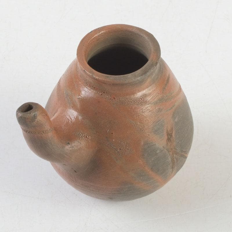 茶道具　備前焼　古備前　火襷　水滴　茶入　袱紗付　共箱二重箱　V　9374