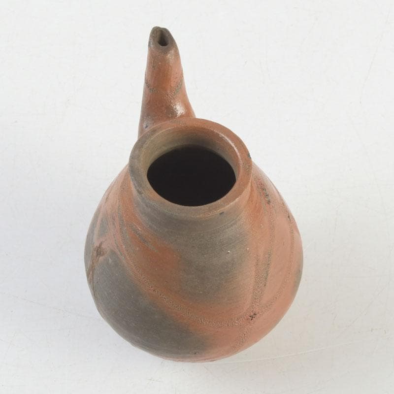 茶道具　備前焼　古備前　火襷　水滴　茶入　袱紗付　共箱二重箱　V　9374