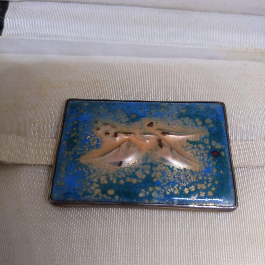 安藤七宝 J. Ando 帯留め 青と金 当時物