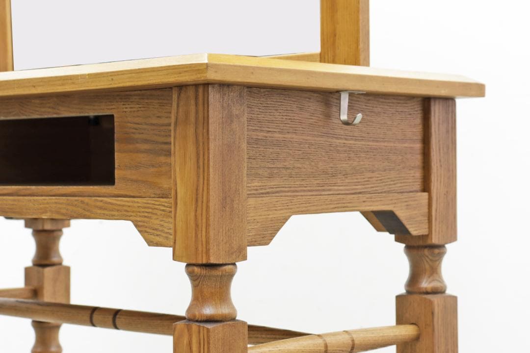 クラシカル タモ材 ドレッサー 鏡台 カット台 ミラー デスク サロン 木製