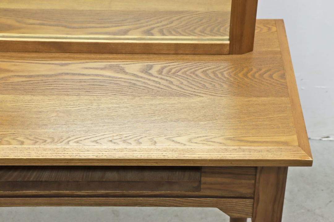 クラシカル タモ材 ドレッサー 鏡台 カット台 ミラー デスク サロン 木製