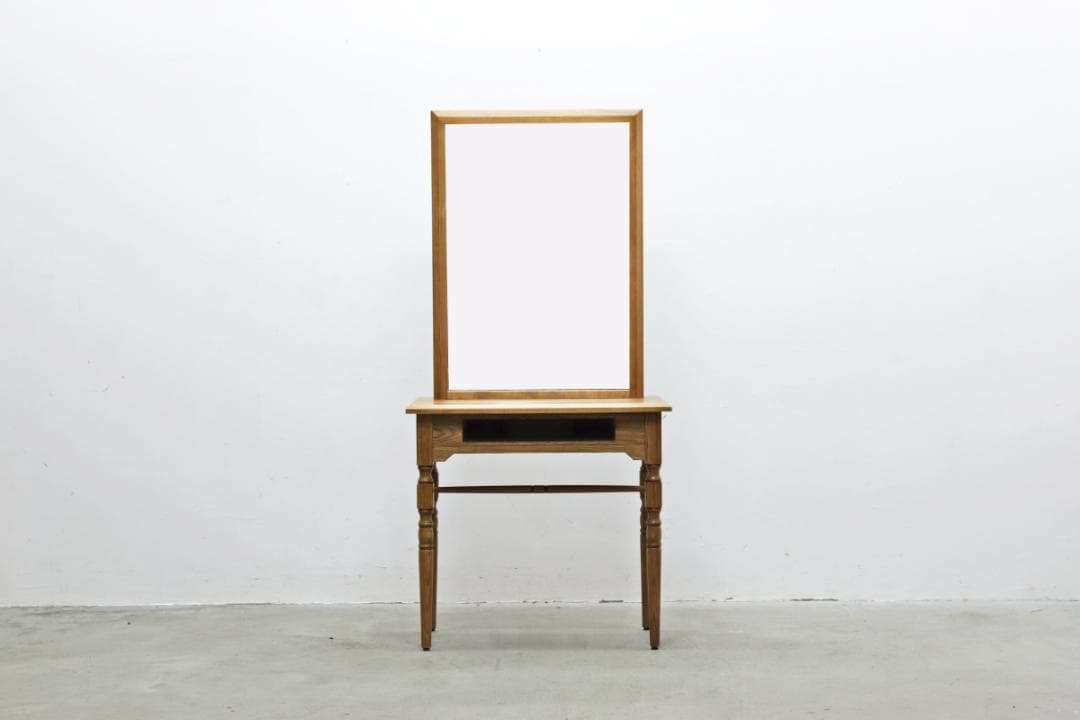クラシカル タモ材 ドレッサー 鏡台 カット台 ミラー デスク サロン 木製