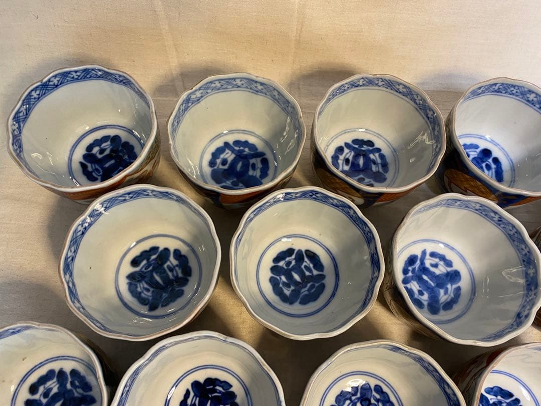 伊万里　古伊万里　色絵　金襴手　ちょこ　猪口　花の図　大正元年　20客