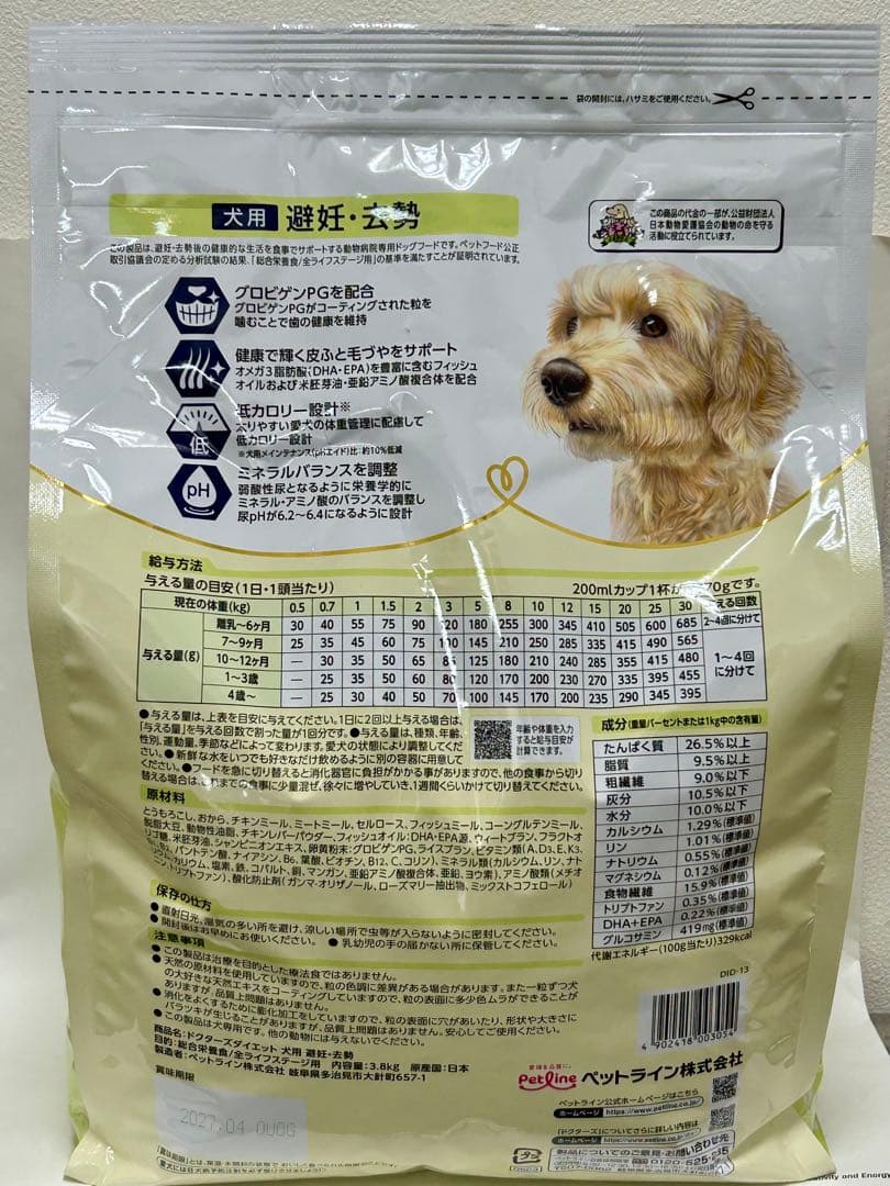 哲さん用 ドクターズダイエット 犬用 避妊去勢3.8kg 4袋