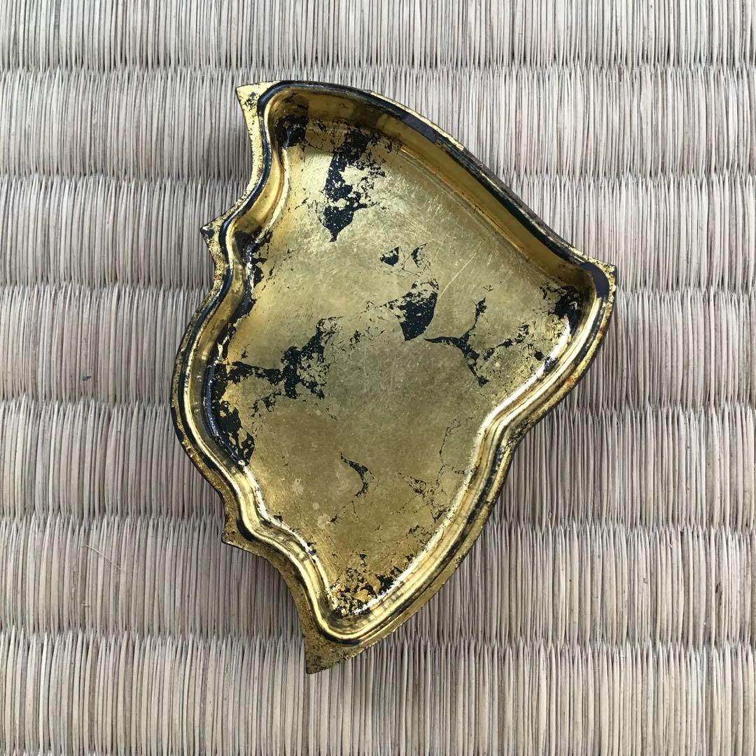 骨董品　茶道具　香合　黒柿千鳥香合　内側金箔(傷)銅板付属　配送桐箱　S97KG