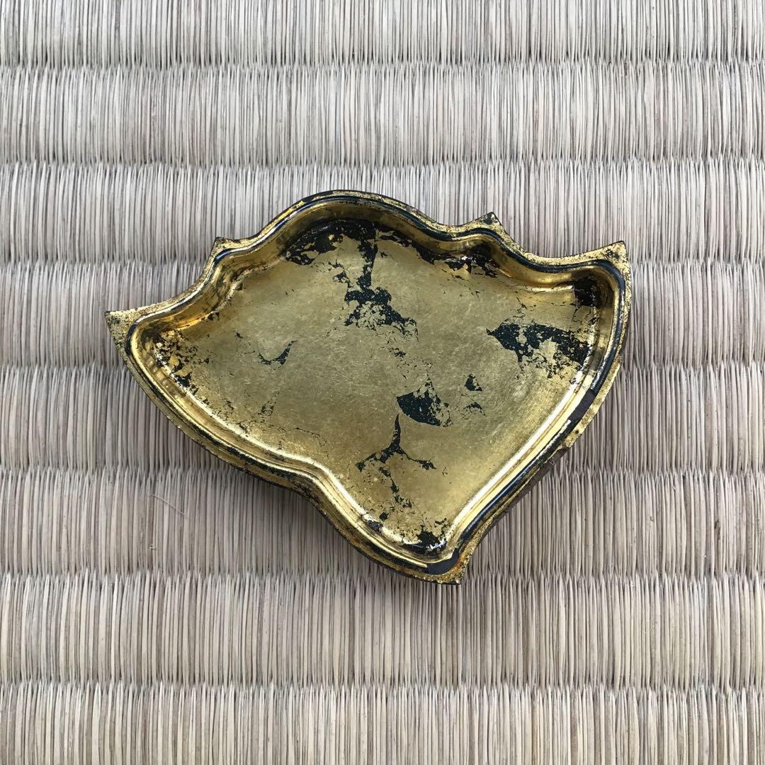 骨董品　茶道具　香合　黒柿千鳥香合　内側金箔(傷)銅板付属　配送桐箱　S97KG