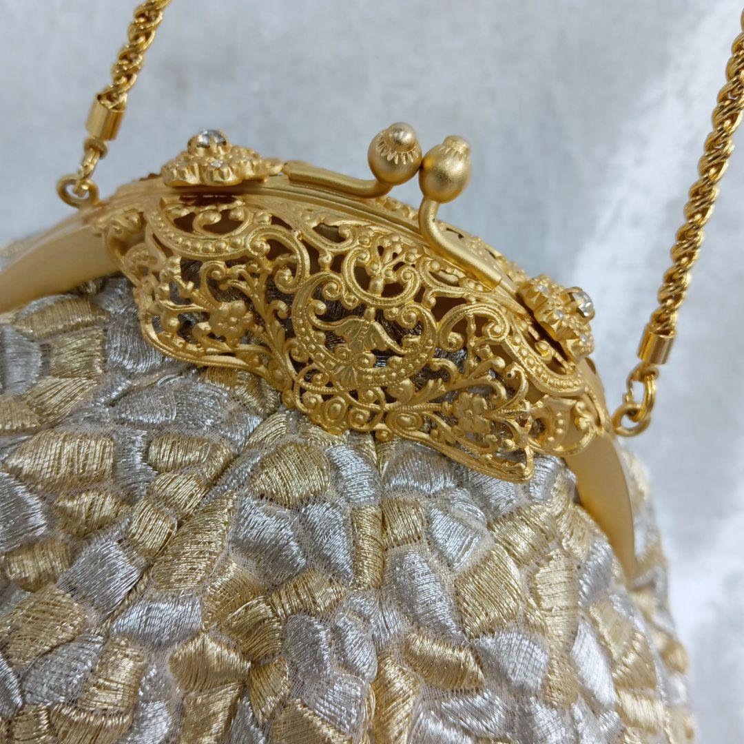 夢つづれ 高級和装バッグ 金銀系 巾着型　FORSTER