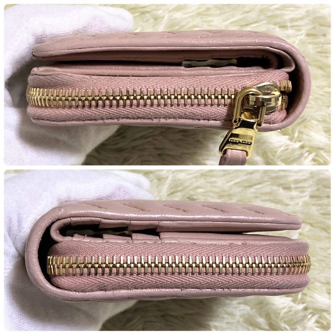 【美品】MIU MIU ナッパインプントゥーレ ラウンドファスナー ピンク