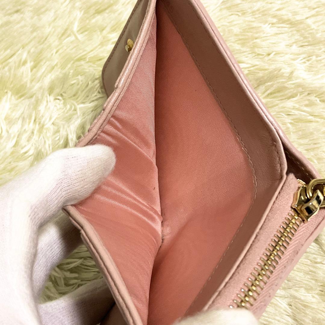 【美品】MIU MIU ナッパインプントゥーレ ラウンドファスナー ピンク