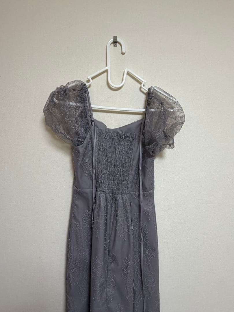 SNIDEL ギャザードレープレースドレス GRY