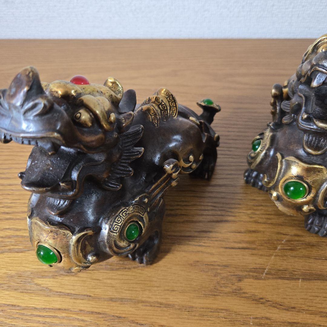 シーサー 獅子 狛犬 置物 真鍮製（2体セット）最終値下げ