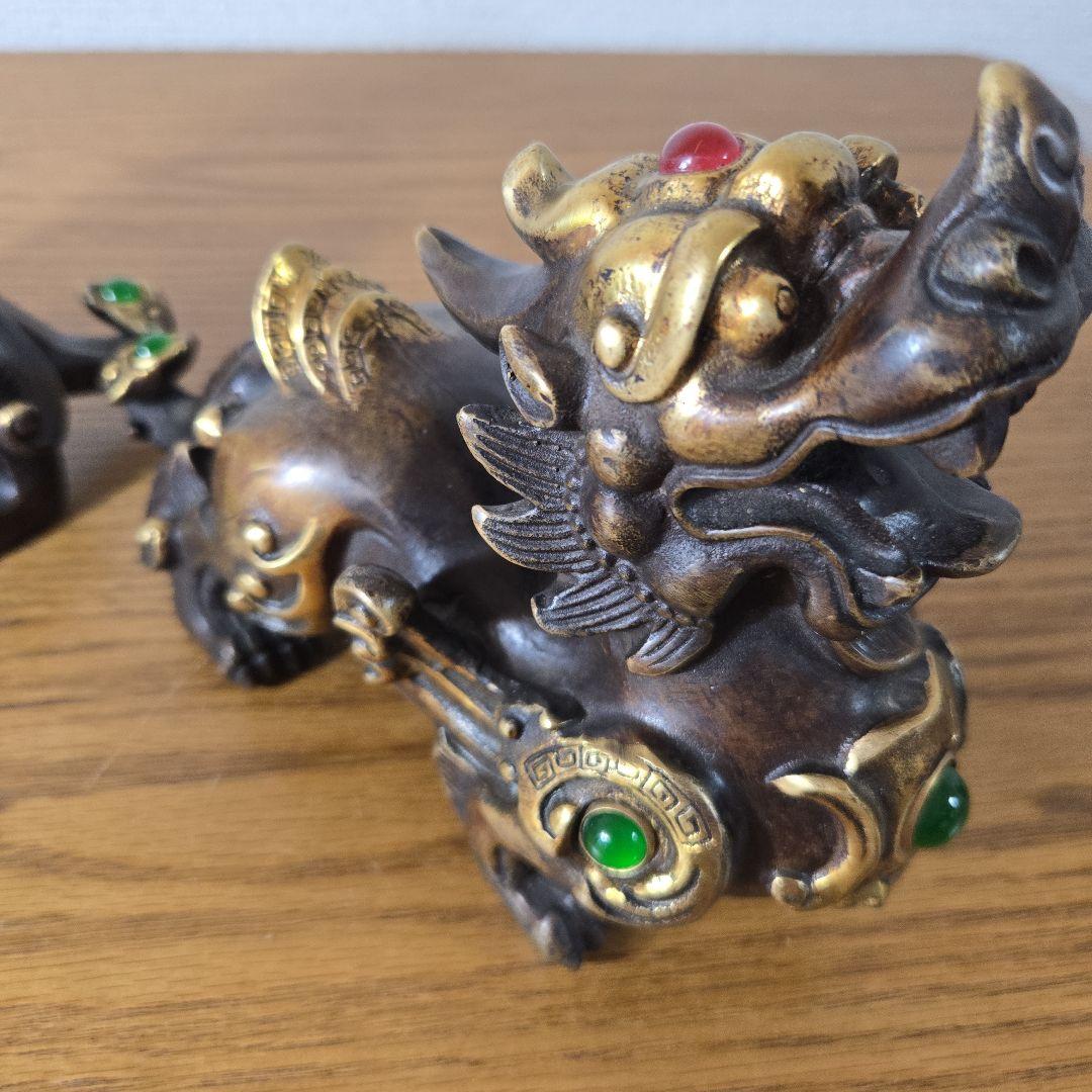 シーサー 獅子 狛犬 置物 真鍮製（2体セット）最終値下げ