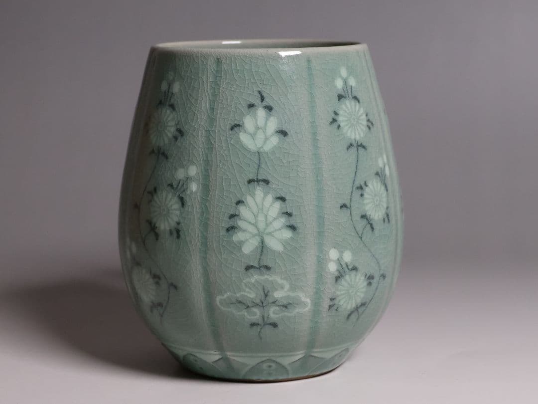 池順鐸 高麗青磁象嵌 蓮菊文 麦酒杯 キリンビアマグコレクション CM176