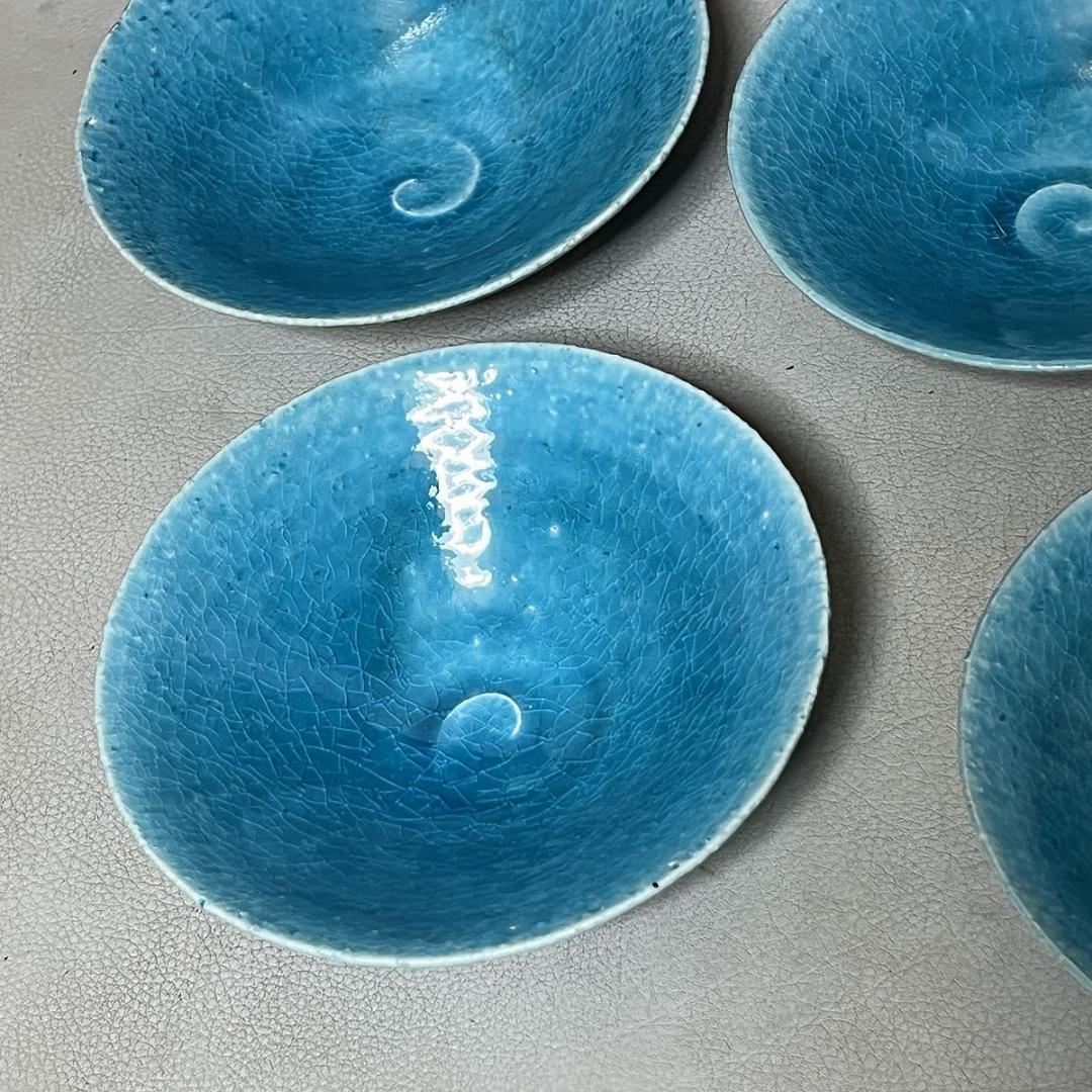 荒木義隆 トルコ青 向付五客 小鉢五客 共箱 トルコブルー 懐石道具