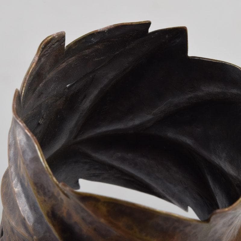 茶道具　古銅槌出　葉形　蓋置　時代箱　V　8546