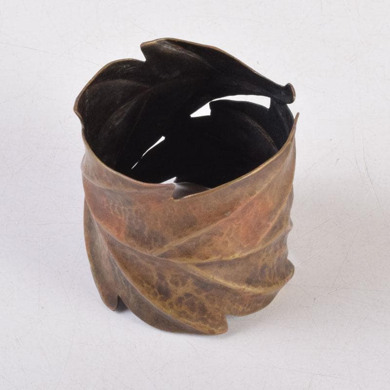 茶道具　古銅槌出　葉形　蓋置　時代箱　V　8546